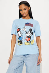 Minnie & Mickey Americana Tee - Light Blue