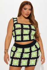 Corina Crochet Skirt Set - Black/combo