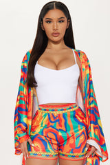 Forever With You Kimono Short Set - Yellow/combo