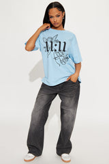 Make A Wish Angel Oversized Tee - Light Blue