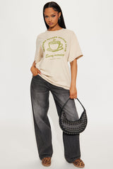 Matcha Lovers Social Club Oversized Tee - Sand
