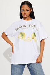 Feeling Fresh Lemonade Oversized Tee - White