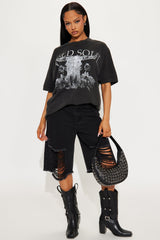 Wild Soul Washed Oversized Tee - Black
