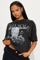 Wild Soul Washed Oversized Tee - Black
