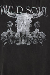Wild Soul Washed Oversized Tee - Black