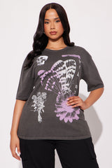 Got You Hooked Washed Oversized Tee - Black