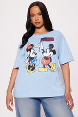 Minnie & Mickey Americana Tee - Light Blue