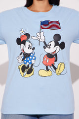Minnie & Mickey Americana Tee - Light Blue