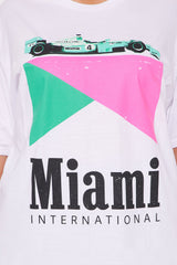 Miami International Oversized Tee - White