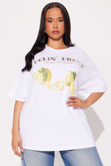 Feeling Fresh Lemonade Oversized Tee - White