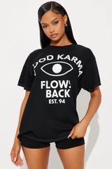 Good Karma Flows Back Oversized Tee - Black