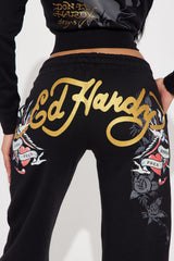 Ed Hardy Swallow Bird Sweatpant - Black