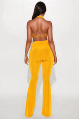 Layla  Backless Slinky Flare Pant Set - Yellow