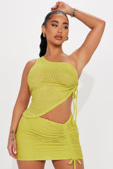 Keep Calling Mini Skirt Set  - Chartreuse