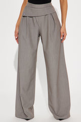 Take Notes Foldover Waistband Trouser - Grey