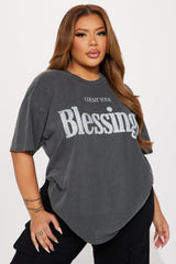 Count Your Blessings Washed Tee - Black Wash