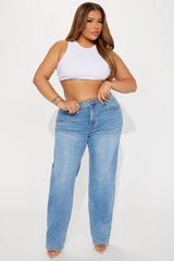 Leaving You Behind Stretch Straight Leg Jeans - Medium Wash