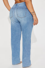 Leaving You Behind Stretch Straight Leg Jeans - Medium Wash