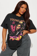 YoungBoy Washed Oversized Tee - Black