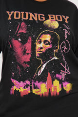 YoungBoy Washed Oversized Tee - Black