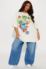 Aloha Stitch Oversized Tee - Cream