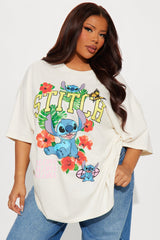 Aloha Stitch Oversized Tee - Cream