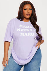Mama Needs A Marg Oversized Washed Tee - Purple