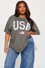USA Baby Oversized Tee - Charcoal