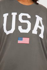 USA Baby Oversized Tee - Charcoal