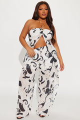 Costal Elegance Pant Set - Cream/combo