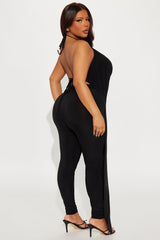 Divine Cowl Halter Top And Pant Set - Black
