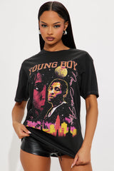 YoungBoy Washed Oversized Tee - Black