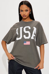 USA Baby Oversized Tee - Charcoal
