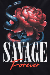Savage Rose Oversized Tee - Black