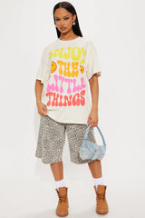 Enjoy The Little Things Oversized Tee - Natural