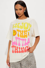 Enjoy The Little Things Oversized Tee - Natural