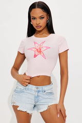Lily Flower Baby Tee - Pink