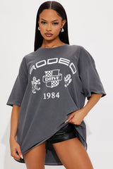 Rodeo Drive Washed Oversized Tee - Charcoal