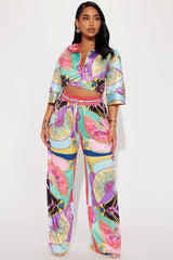 Right On Time Pant Set - Purple/combo