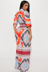 Right On Time Pant Set - Orange/combo