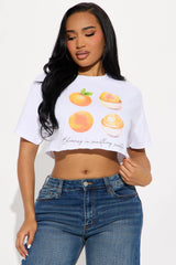 Peaches Market Cropped Tee - White