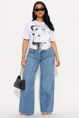 Leave Him On Red Oversized Tee - White