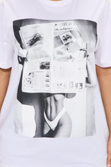 Leave Him On Red Oversized Tee - White