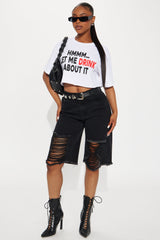 Let Me Drink About It Cropped Tee - White