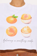 Peaches Market Cropped Tee - White