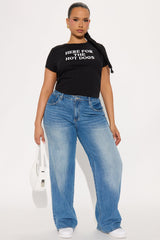 Here For The Hot Dogs Baby Tee - Black