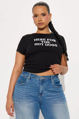 Here For The Hot Dogs Baby Tee - Black