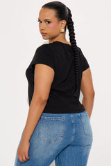 Here For The Hot Dogs Baby Tee - Black