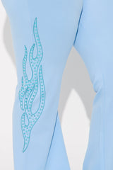 Von Dutch Fire Racer Rhinestone Flared Pant - Blue