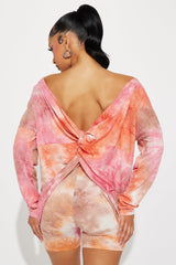 Don't Get It Twisted Biker Short Set - Orange/combo